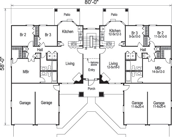Floor Plan First Story of Multi-Unit Plan #138-1053