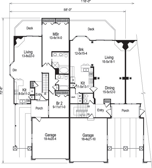 Floor Plan First Story of Multi-Unit Plan #138-1054