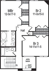 Floor Plan Second Story of Multi-Unit Plan #138-1054