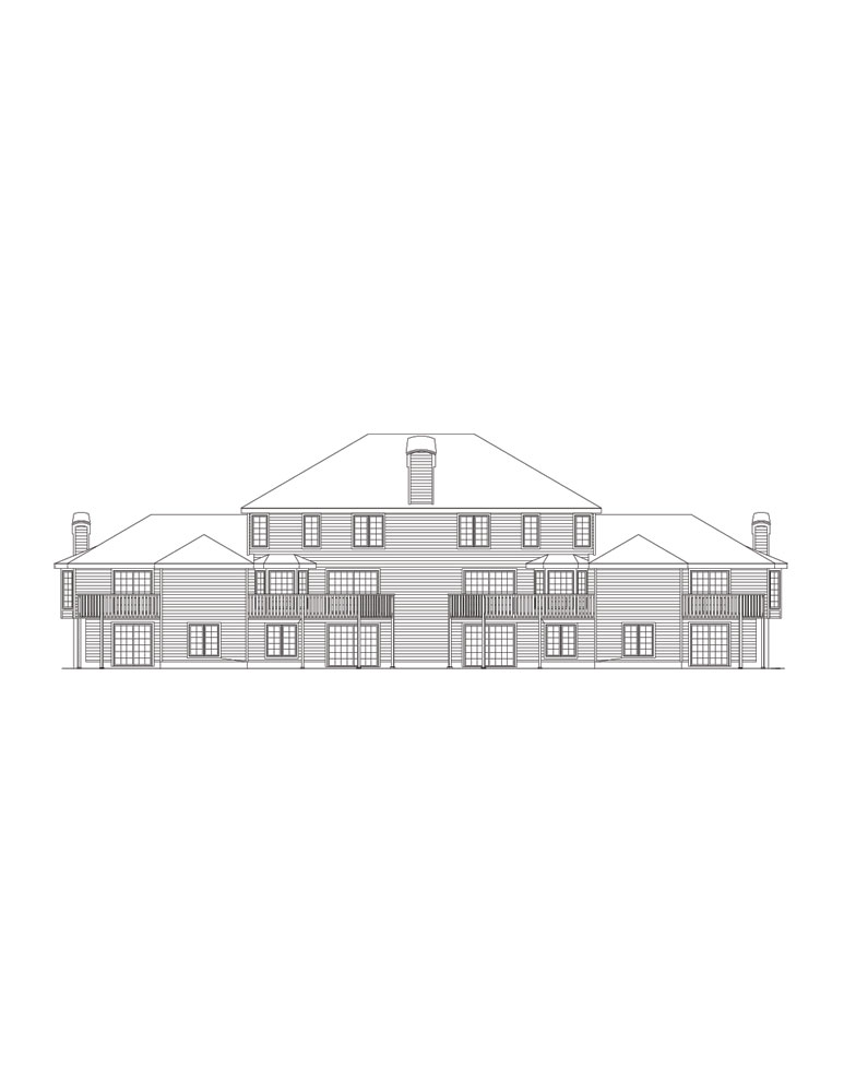 Home Plan Rear Elevation of this 12-Bedroom,7372 Sq Ft Plan -138-1054