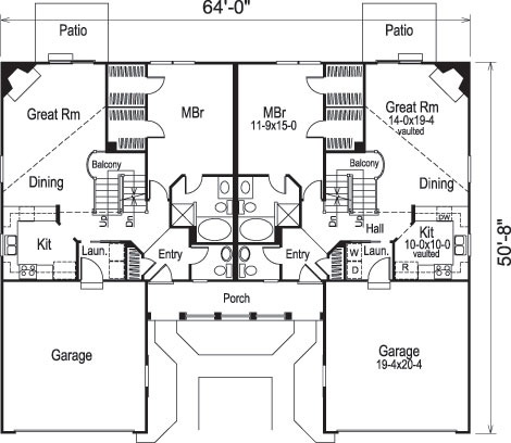 Floor Plan First Story of Multi-Unit Plan #138-1055