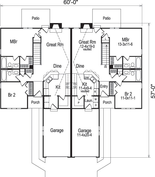 Floor Plan First Story of Multi-Unit Plan #138-1056