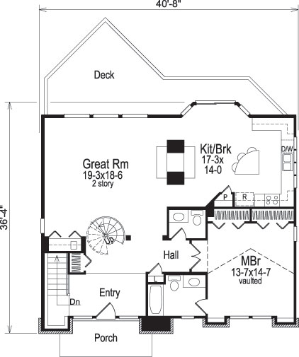 Floor Plan First Story of Modern Plan #138-1059