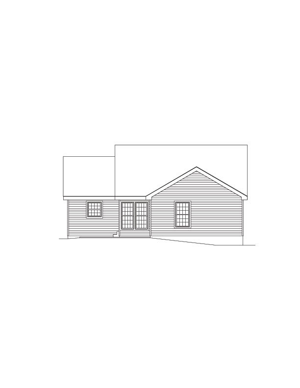 Home Plan Rear Elevation of this 3-Bedroom,1092 Sq Ft Plan -138-1062