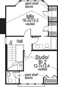 Floor Plan Second Story of Country Plan #138-1063