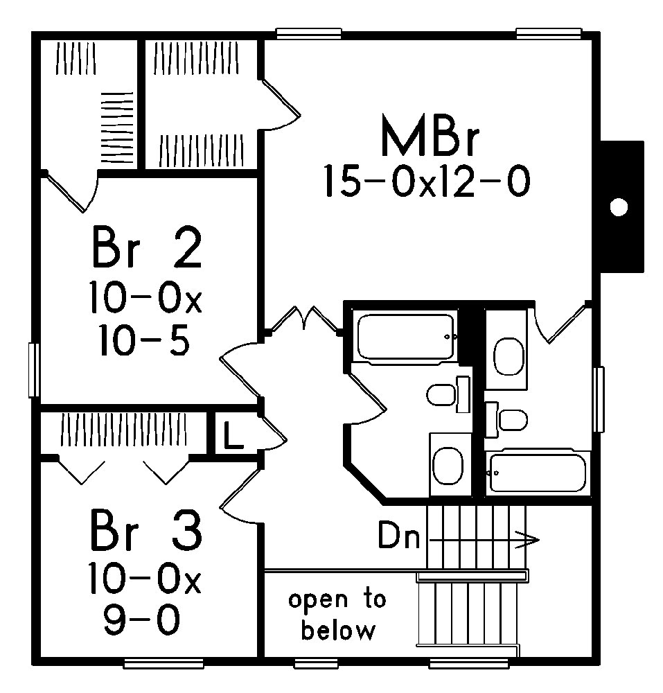 Floor Plan Second Story of Country Plan #138-1064