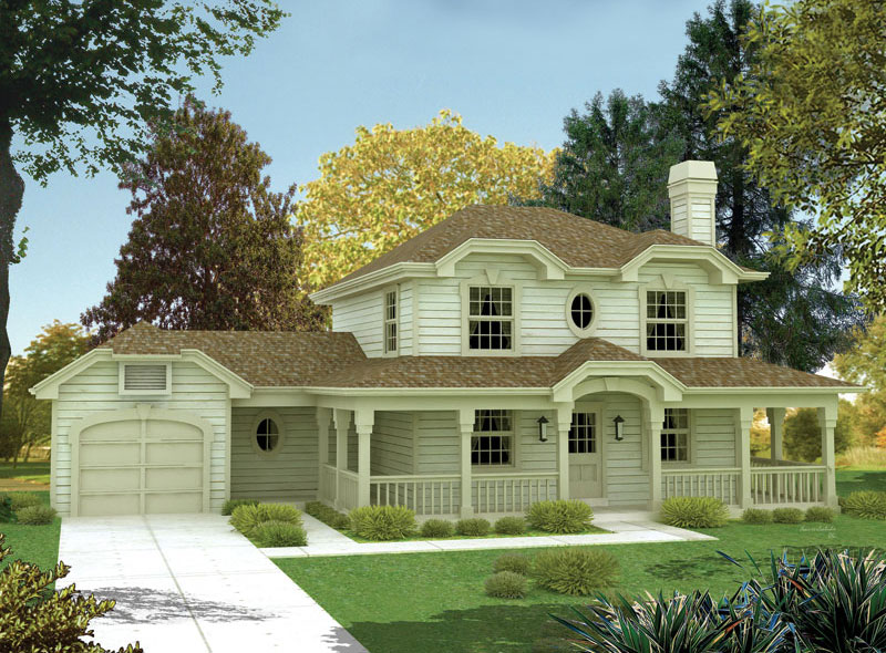 Front elevation of Country home (ThePlanCollection: House Plan #138-1064)