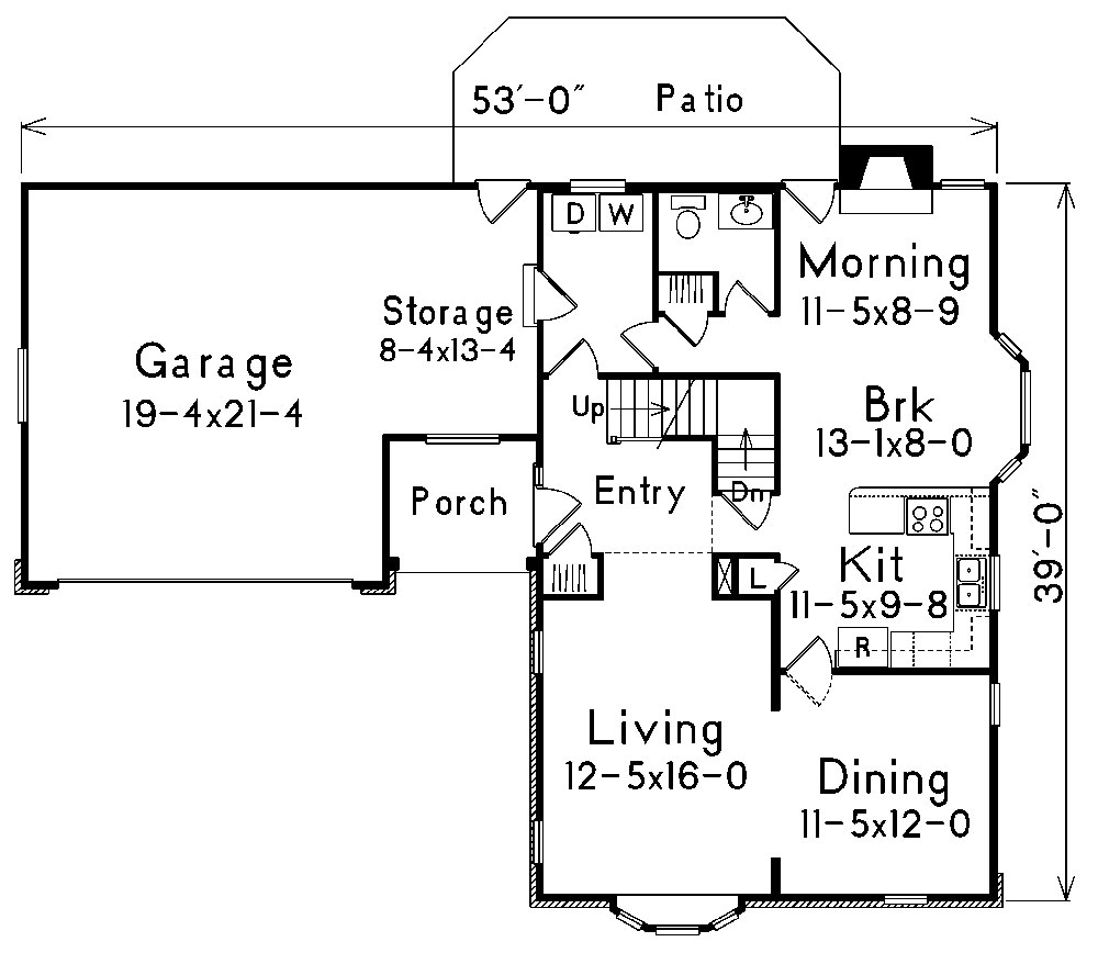 Floor Plan First Story of Traditional Plan #138-1065