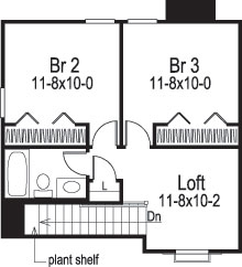 Floor Plan Second Story of Country Plan #138-1066