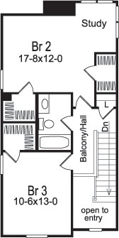 Floor Plan Second Story of Country Plan #138-1069