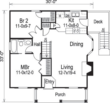 Floor Plan First Story of Small House Plans #138-1072