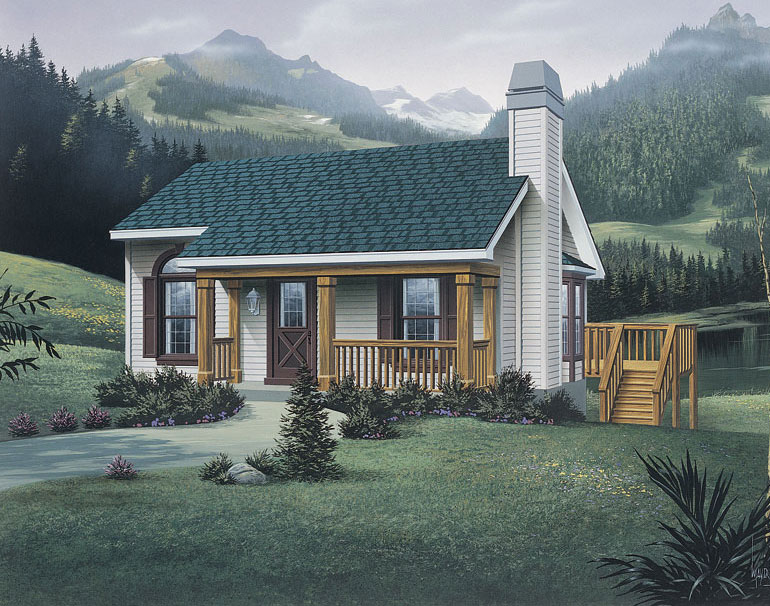 Front elevation of Small House Plans home (ThePlanCollection: House Plan #138-1072)
