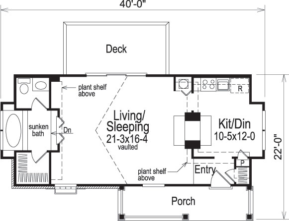 Floor Plan First Story of Vacation Homes Plan #138-1073
