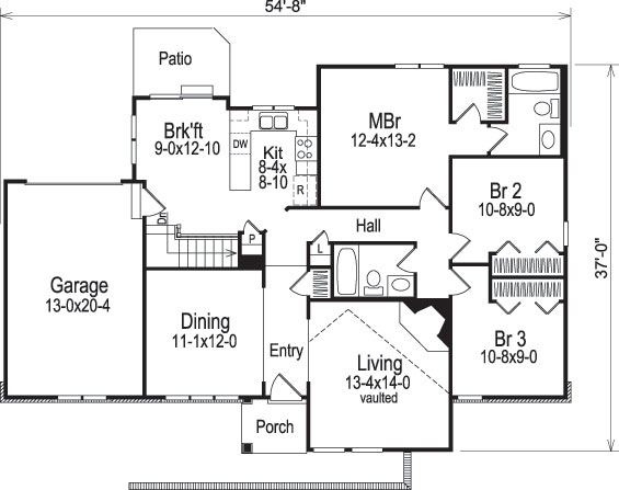 Floor Plan First Story of Contemporary Plan #138-1075