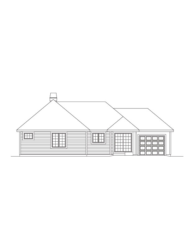 Home Plan Rear Elevation of this 3-Bedroom,1321 Sq Ft Plan -138-1075