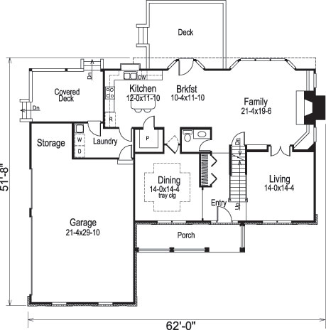 Floor Plan First Story of Traditional Plan #138-1077