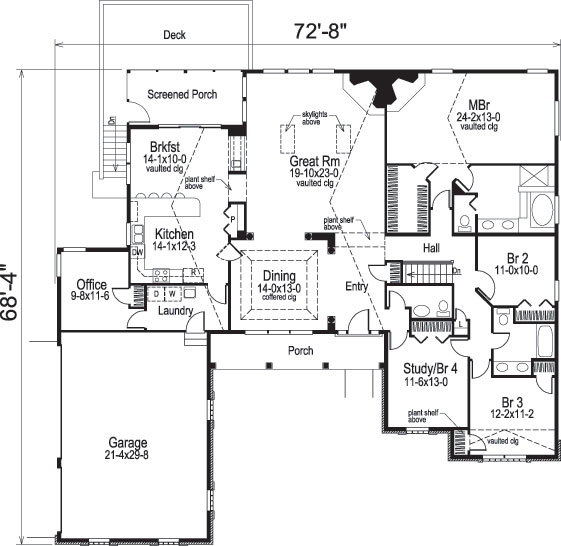 Floor Plan First Story of Ranch Plan #138-1078