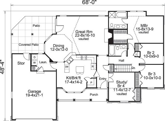Floor Plan First Story of Ranch Plan #138-1079
