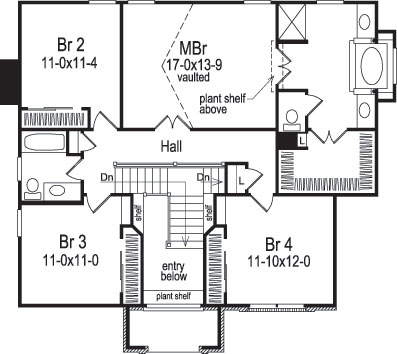 Floor Plan Second Story of Traditional Plan #138-1081
