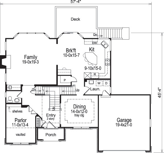 Floor Plan First Story of Traditional Plan #138-1081