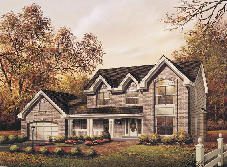 Front elevation of Colonial home (ThePlanCollection: House Plan #138-1082)