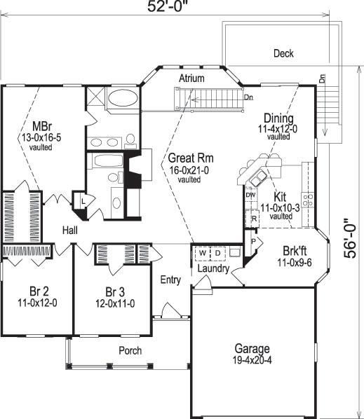 Floor Plan First Story of Ranch Plan #138-1083