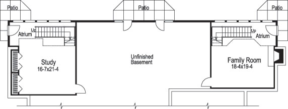 Floor Plan Basement of Ranch Plan #138-1086