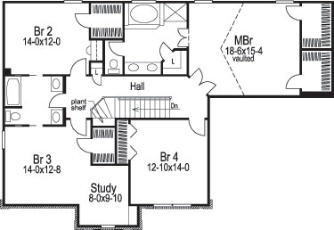 Floor Plan Second Story of Luxury Plan #138-1089