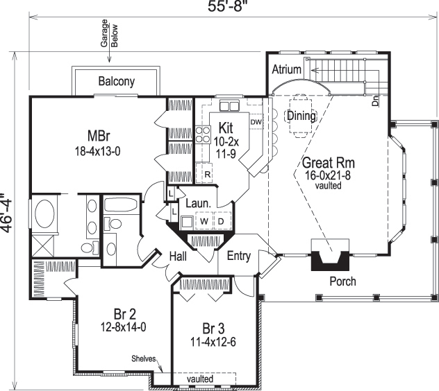 Floor Plan First Story of Traditional Plan #138-1091