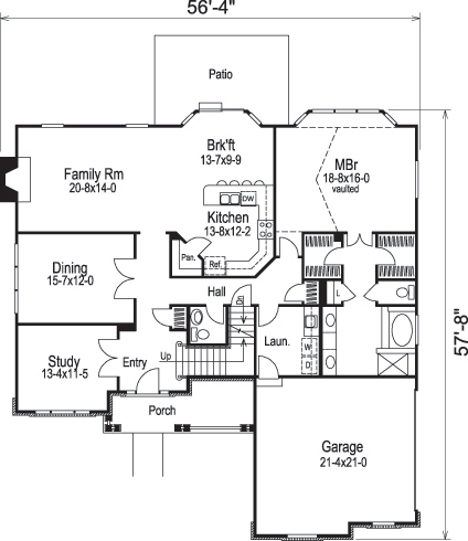 Floor Plan First Story of Traditional Plan #138-1094