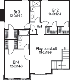 Floor Plan Second Story of Traditional Plan #138-1094