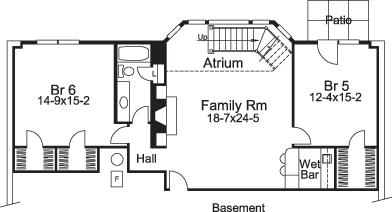 Floor Plan Basement of Ranch Plan #138-1096