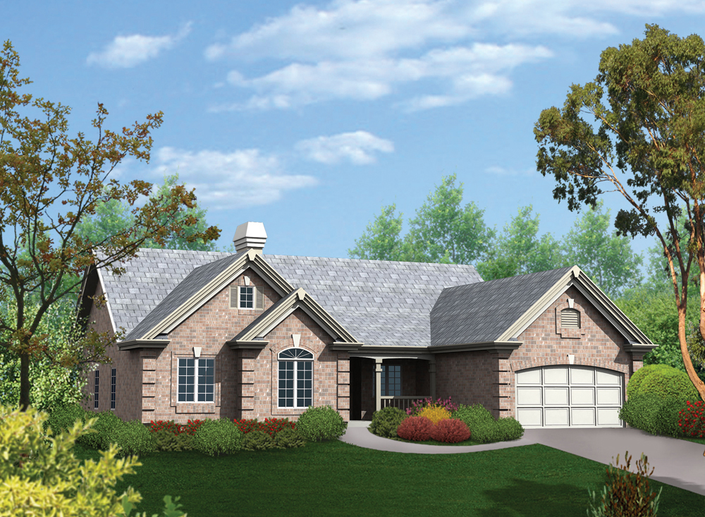Front elevation of Ranch home (ThePlanCollection: House Plan #138-1096)