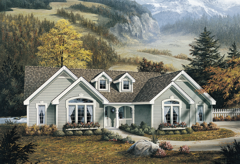 Front elevation of Ranch home (ThePlanCollection: House Plan #138-1098)