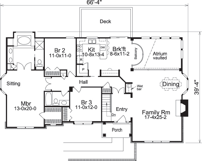 Floor Plan First Story of Ranch Plan #138-1099