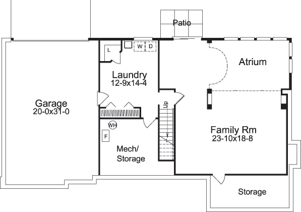 Floor Plan Basement of Ranch Plan #138-1099