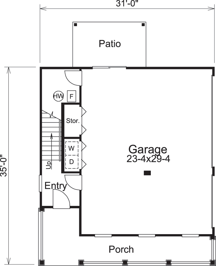 Floor Plan First Story of Garage w/Apartments Plan #138-1100