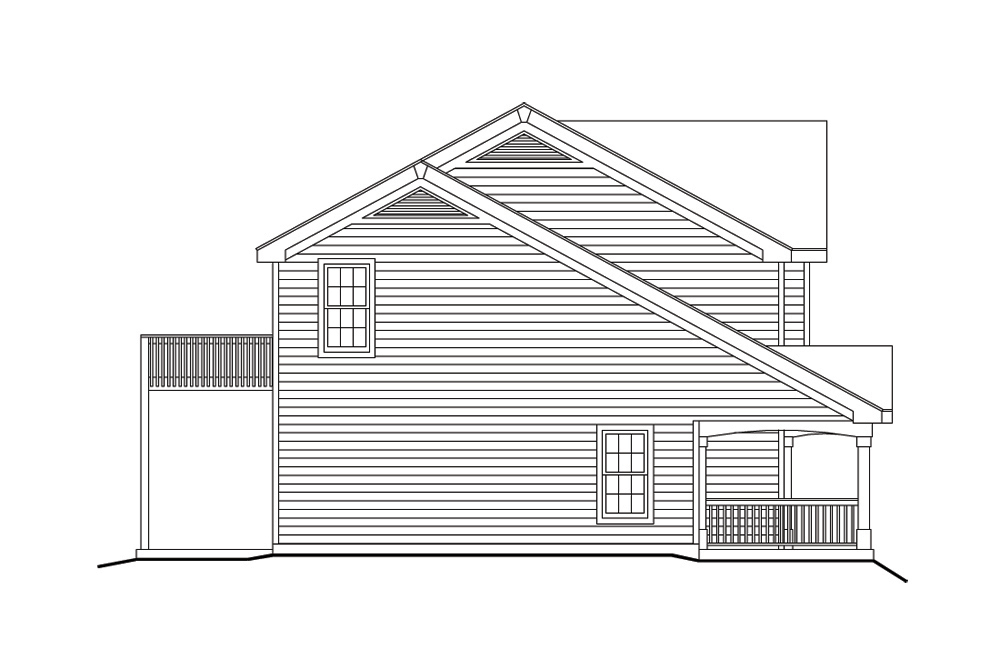 Home Plan Left Elevation of this 2-Bedroom,929 Sq Ft Plan -138-1100