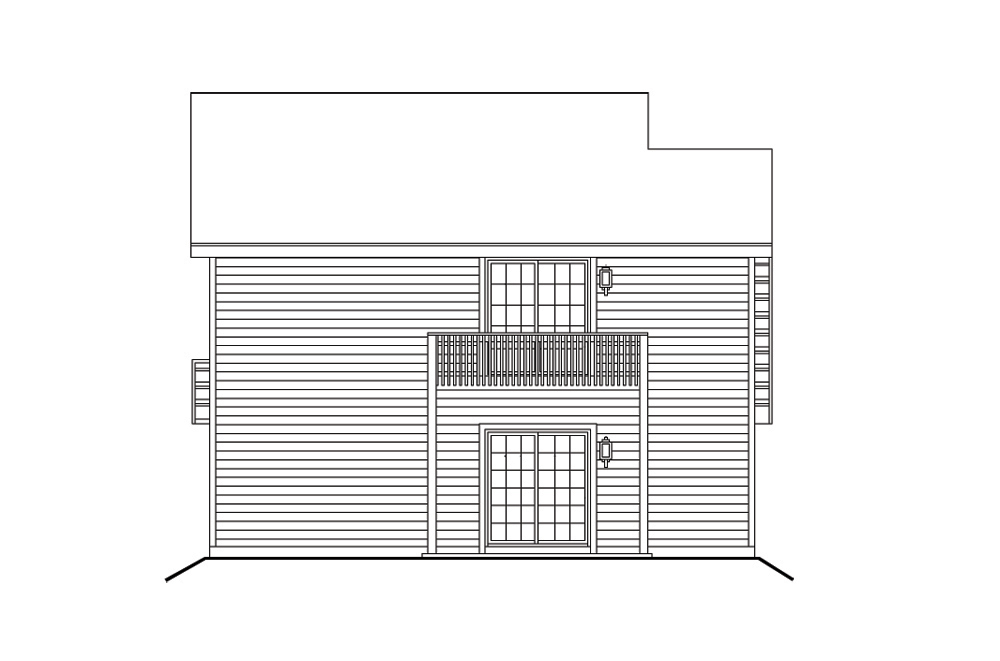Home Plan Rear Elevation of this 2-Bedroom,929 Sq Ft Plan -138-1100