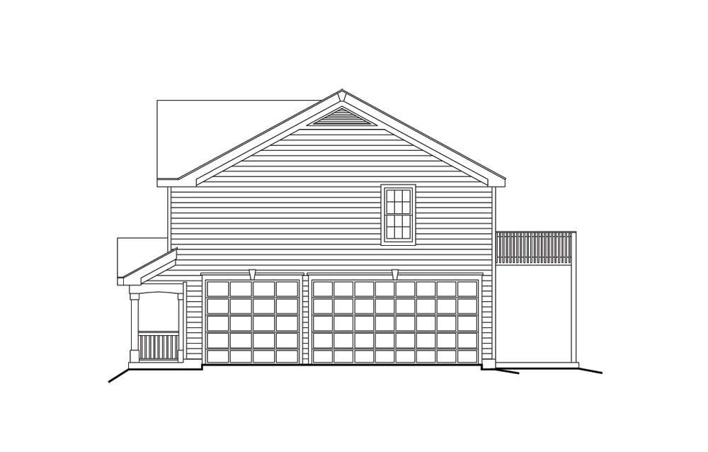 Home Plan Right Elevation of this 2-Bedroom,929 Sq Ft Plan -138-1100