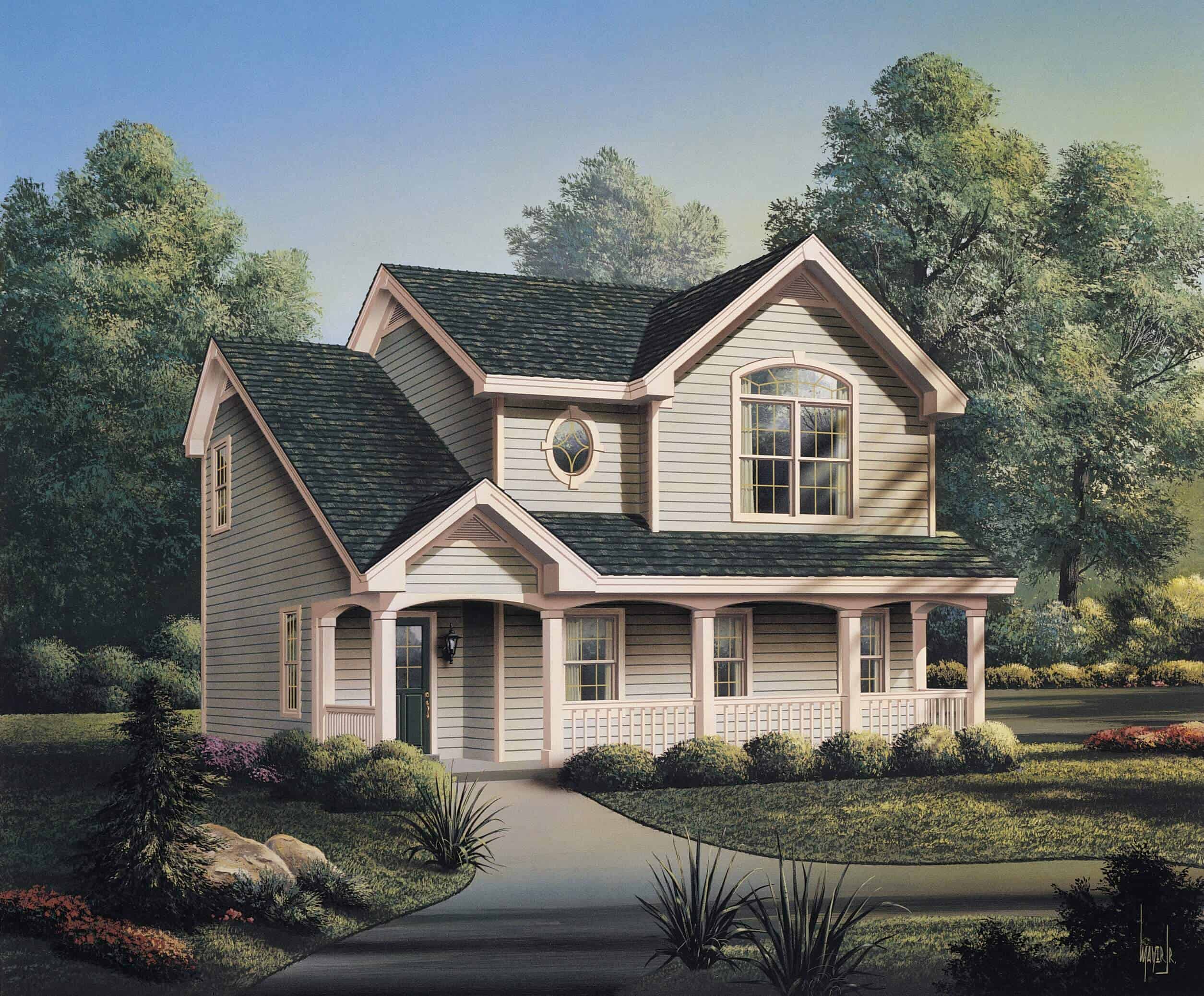 Front elevation of Garage w/Apartments home (ThePlanCollection: House Plan #138-1100)