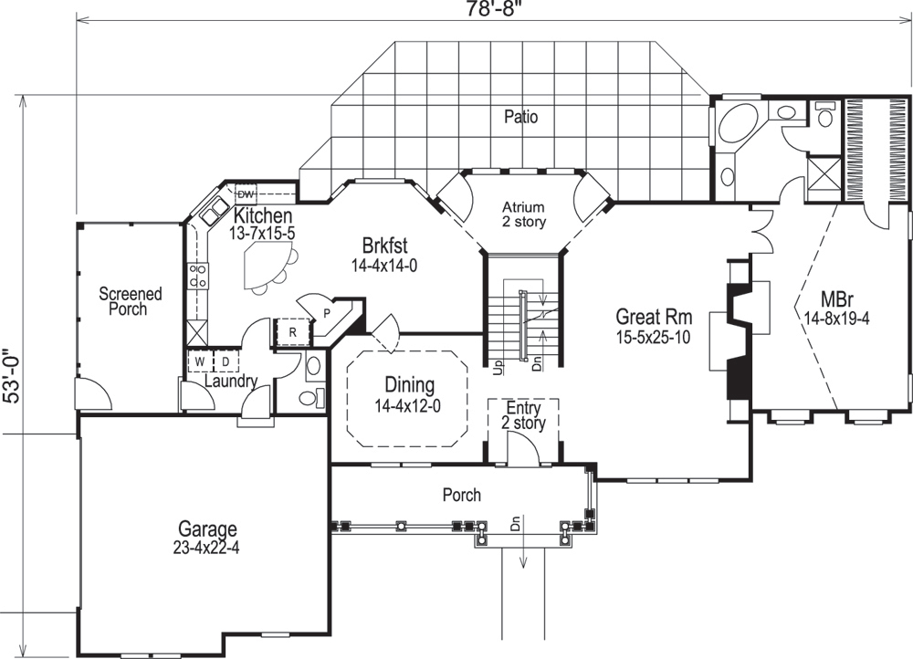 Floor Plan First Story of Traditional Plan #138-1102