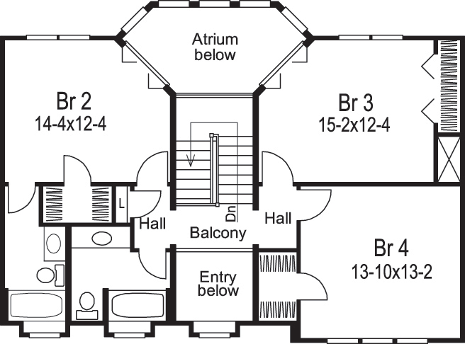 Floor Plan Second Story of Traditional Plan #138-1102