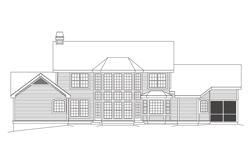 Home Plan Rear Elevation of this 4-Bedroom,2724 Sq Ft Plan -138-1102