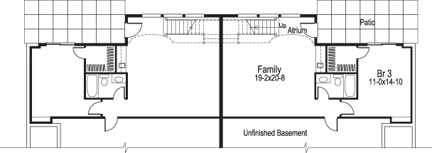 Floor Plan Basement of Multi-Unit Plan #138-1105
