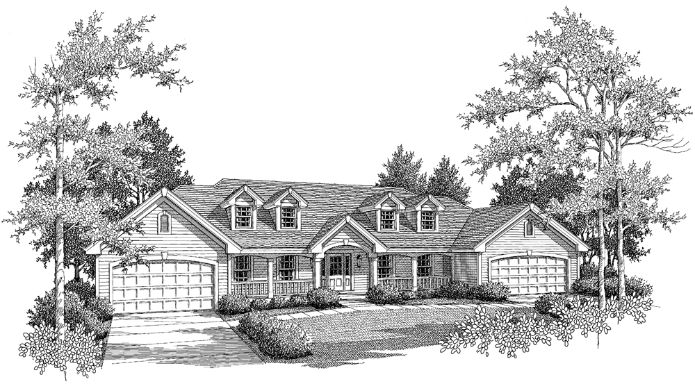 Front View of this 3-Bedroom, 3484 Sq Ft Plan - 138-1105