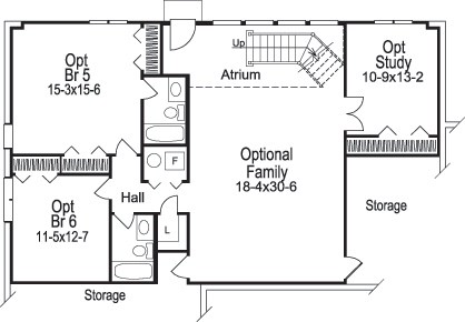 Floor Plan Basement of Traditional Plan #138-1106