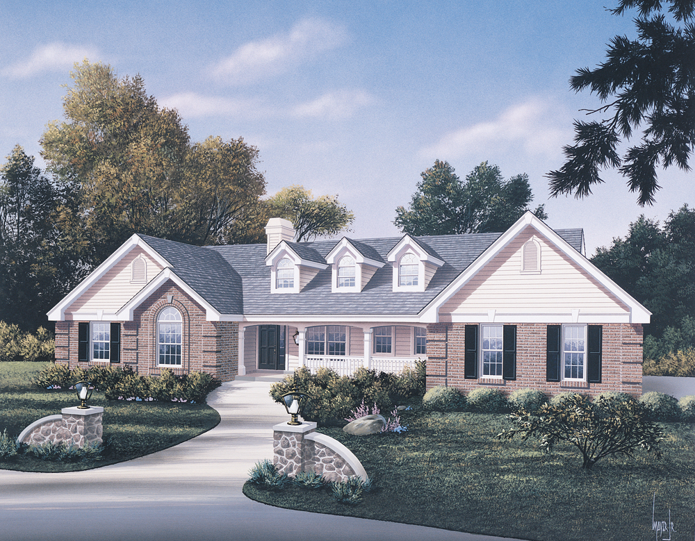 Front elevation of Traditional home (ThePlanCollection: House Plan #138-1106)