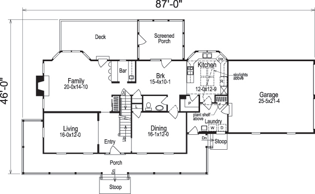 Floor Plan First Story of Country Plan #138-1108