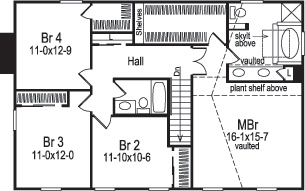Floor Plan Second Story of Country Plan #138-1108
